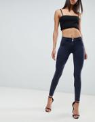Freddy Shaping Effect Mid Rise Brushed Cotton Jegging - Navy