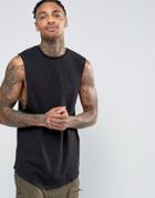 Asos Super Longline Sleeveless T-shirt With Dropped Armhole And Curved