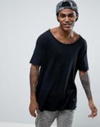 Criminal Damage Waffle Knitted Relaxed Fit T-shirt In Black - Black