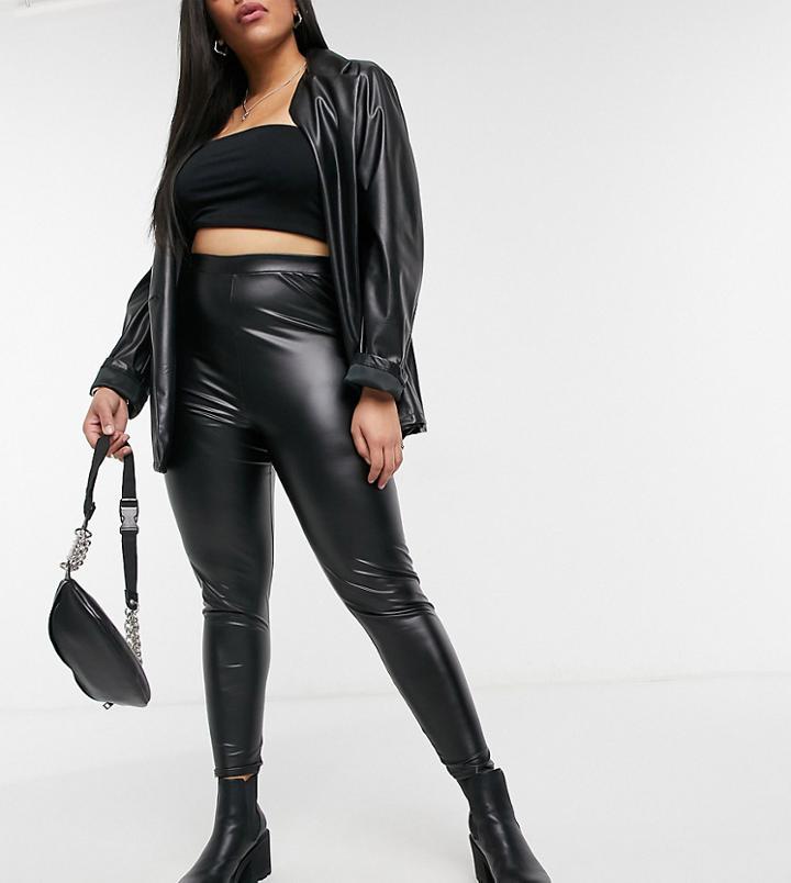 Collusion Plus Wet Look Legging In Black