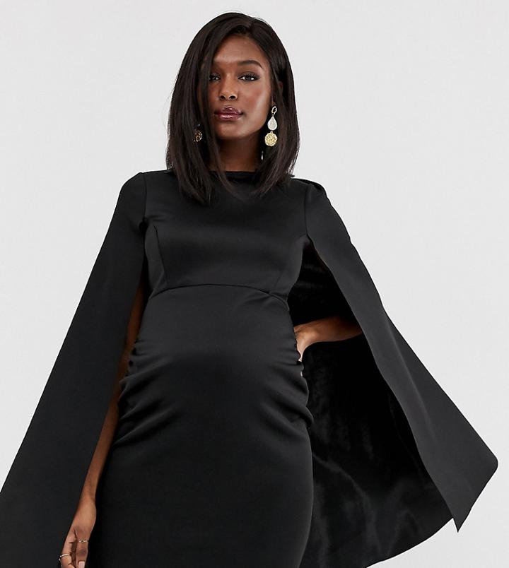 Asos Design Maternity High Neck Cape Mini Dress - Black