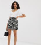 River Island Mini Skirt In Zebra Print - Multi