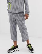 Vintage Supply Relaxed Fit Pants In Gray Stripe