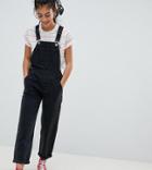 Asos Design Petite Denim Overall In Washed Black