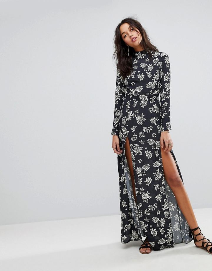 Flynn Skye Cedar Split Maxi Dress - Black