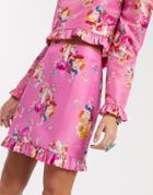 Asos Design Mini Skirt In Pink Floral Print Two-piece