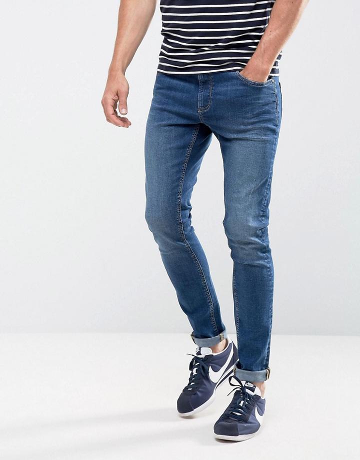 Ldn Dnm Super Skinny Spray On Stretch Jeans In Indigo - Blue