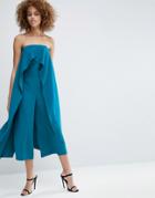 Asos Bandeau Jumpsuit With Ruffle Overlayer - Blue