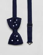 Asos Knitted Polka Dot Bow Tie In Navy - Navy