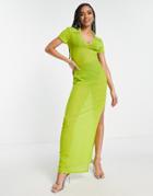 I Saw It First Sheer Maxi Dress In Lime Green