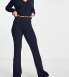 Asos Design Tall Knitted Flare Pants In Navy