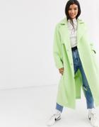 Asos Design Coat With Extreme Sleeves In Mint-green
