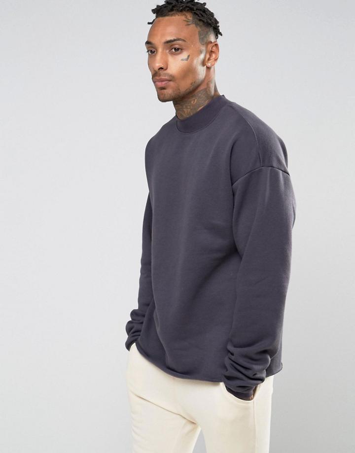 Sixth June Oversized Sweatshirt With Turtleneck - Purple