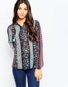 Style London Shirt In Floral Stripe Print - Multi