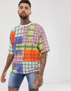 Asos Design Oversized Heavyweight T-shirt With All Over Check In Textured Fabric-multi