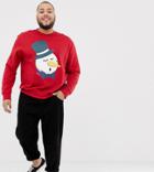 Jack & Jones Originals Plus Size Holidays Sweatshirt With Graphic Print - Red