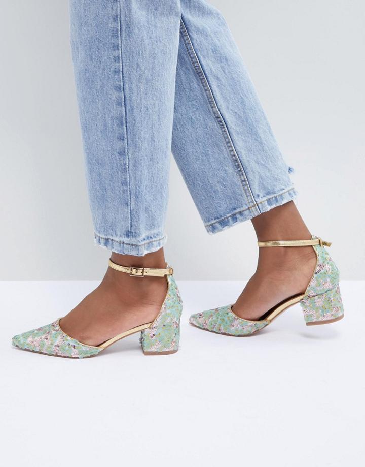 Asos Design Sizzle Embellished Mid Heels-multi