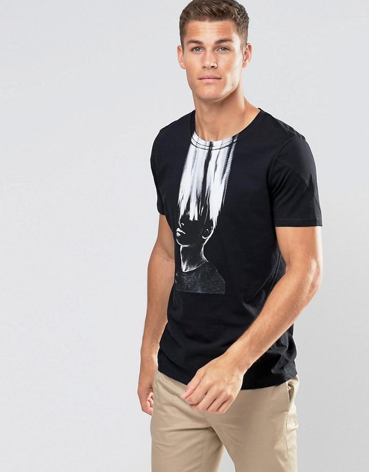 Hugo By Hugo Boss T-shirt Face Print - Black