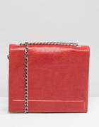 Urbancode Real Leather Chain Strap Box Bag In Red - Red