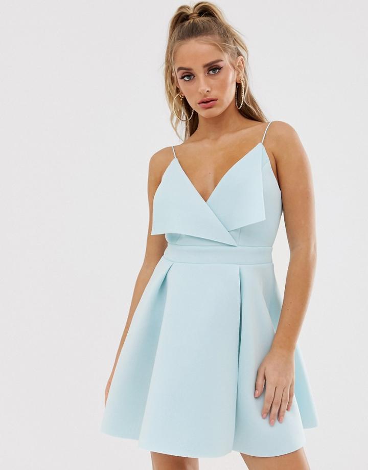 Asos Fold Front Scuba Mini Skater Dress-green