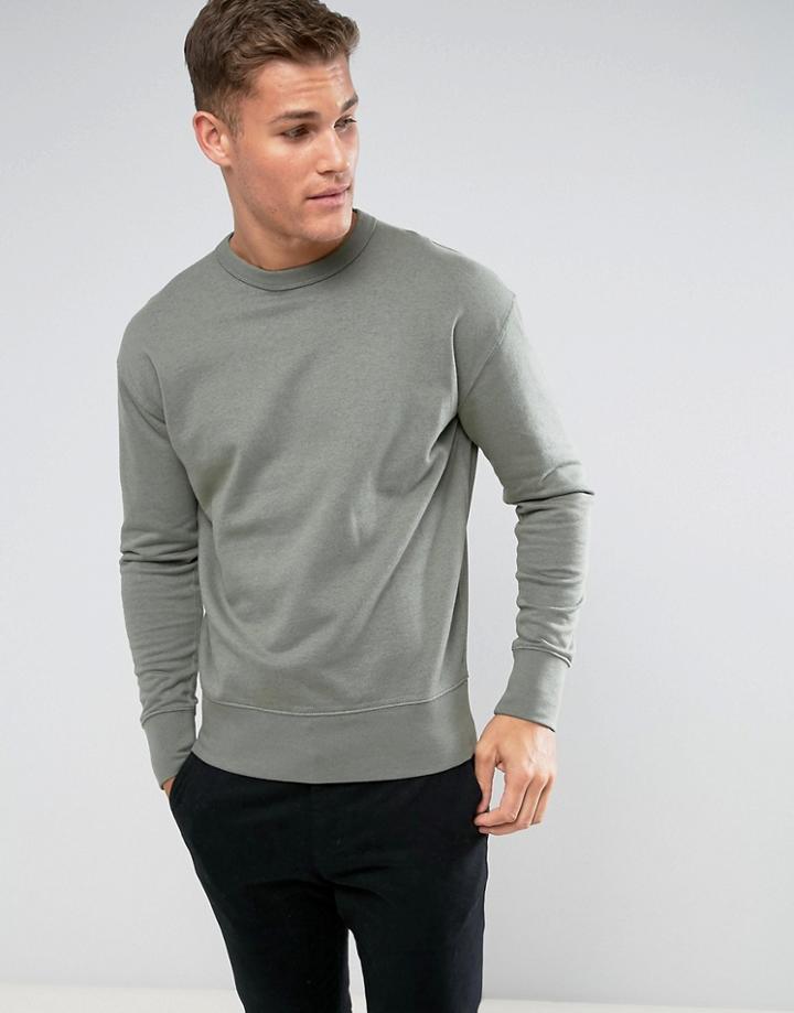 Selected Homme Sweatshirt With Drop Shoulder Detail - Green
