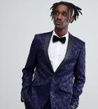 Heart & Dagger Tuxedo Skinny Suit Jacket-navy