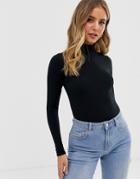 New Look Turtleneck Body In Black - Black