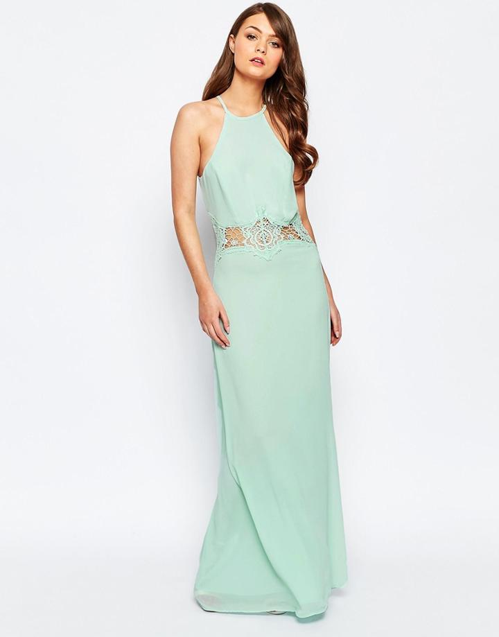 Jarlo Aden Maxi Dress With Lace Insert Waist - Mint