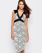 Vesper Jayden Lace Pencil Dress With Satin Trim - Cream