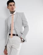 Asos Super Skinny Texture Blazer In Ice Gray Wool Mix - Gray