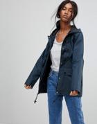 Brave Soul Trucker Rubberised Coat With Duffel Fastenings - Navy