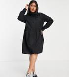 Asos Design Curve Cotton Mini Smock Shirt Dress In Black
