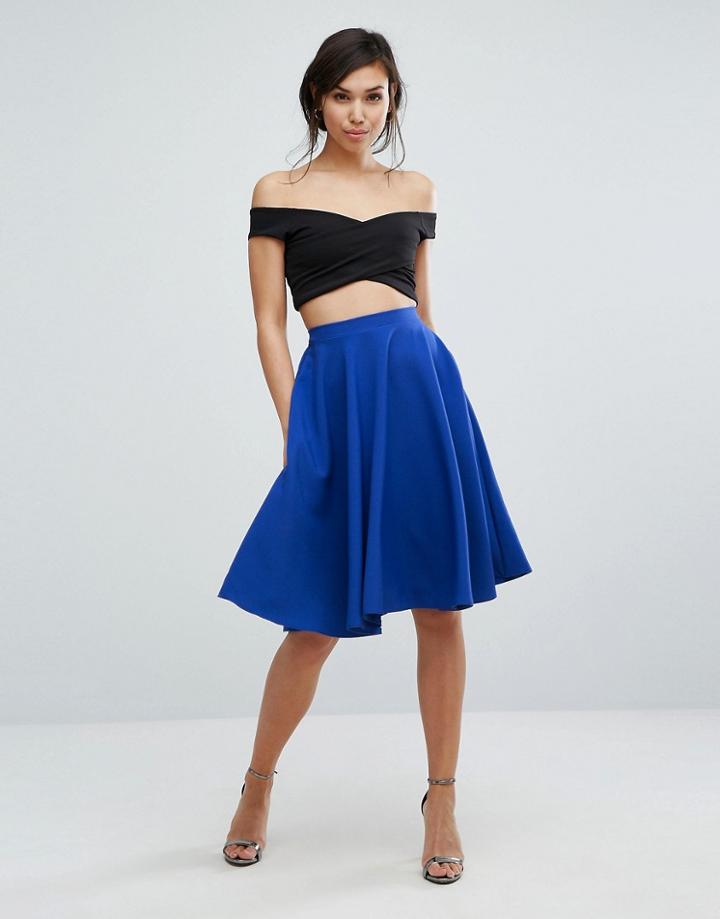 Vesper Midi Skater Skirt - Blue