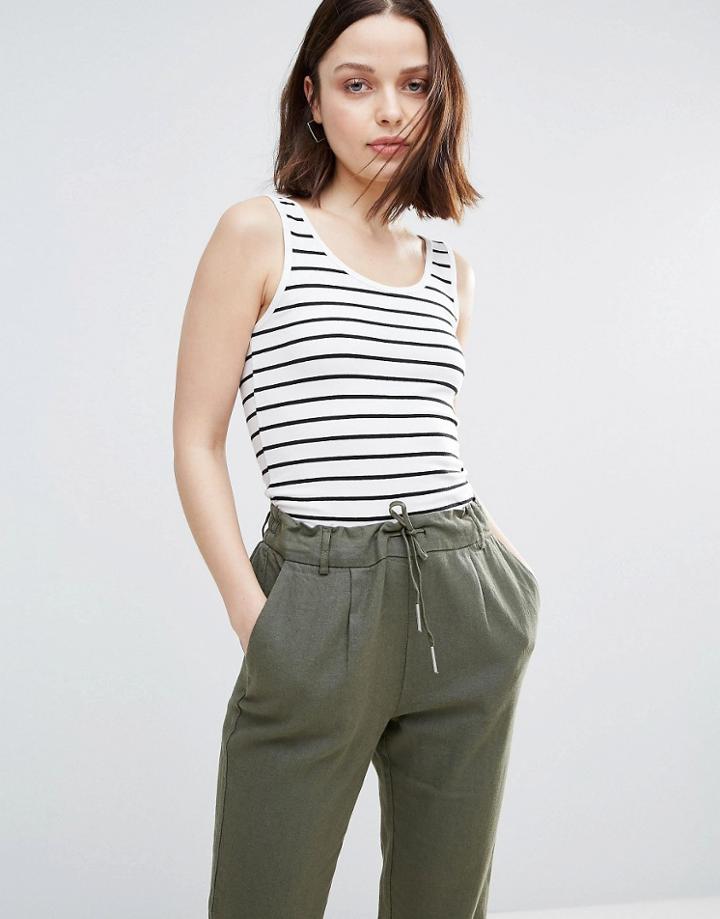Only Live Love Stripe Tank - White