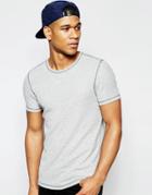 Asos Muscle T-shirt In Fine Waffle With Contrast Flatlock In Gray - Gray Marl