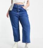 Levi's Plus Ribcage Straight Jeans In Mid Wash Blue