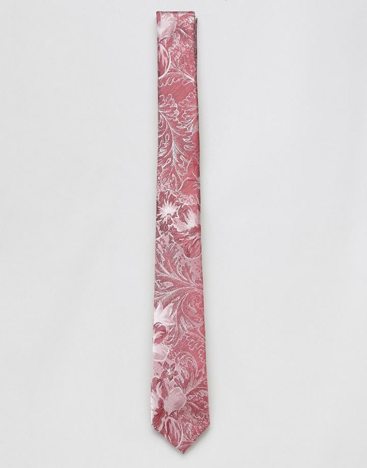 Asos Design Hazy Floral Tie - Pink
