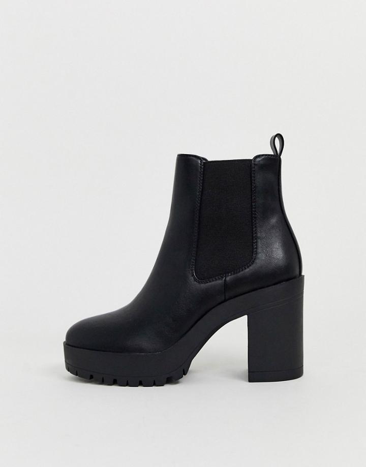 London Rebel Chelsea Platform Ankle Boots In Black
