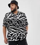 Collusion Plus Viscose Zebra Print Shirt - White