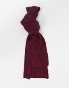 Asos Design Knitted Scarf In Burgundy Waffle Texture-red
