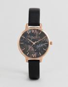 Olivia Burton Ob16gd22 Celestial Leather Watch In Black - Black