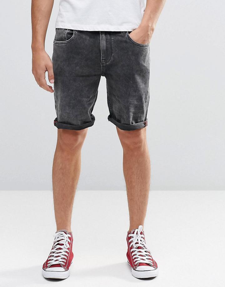 Bellfield Stretch Denim Shorts - Black