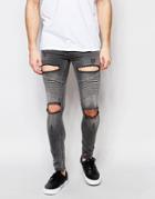 Siksilk Extreme Super Skinny Utility Jeans - Washed Gray