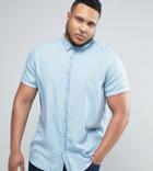 Asos Plus Regular Fit Drapey Denim Shirt - Blue