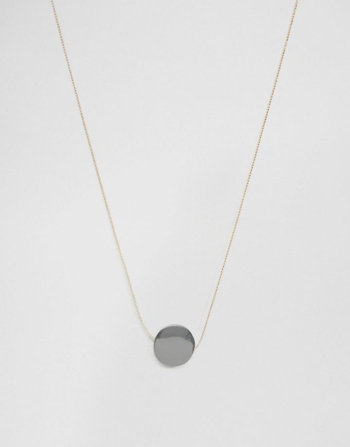 Asos Necklace With Silver Circle - Silver