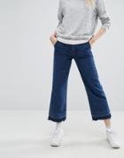 Stylenanda Wide Leg Jeans With Raw Hems - Blue