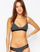 Blue Life Stripe Triangle Bikini Top - White