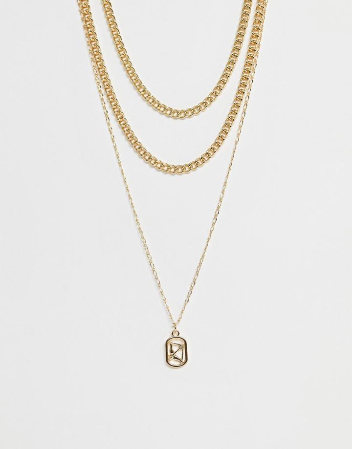 Asos Design Layered Necklace Pack With Chain And Arrow Charm In Gold - Gold