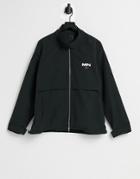 Mennace Crinkle Tech Tracksuit Jacket In Black
