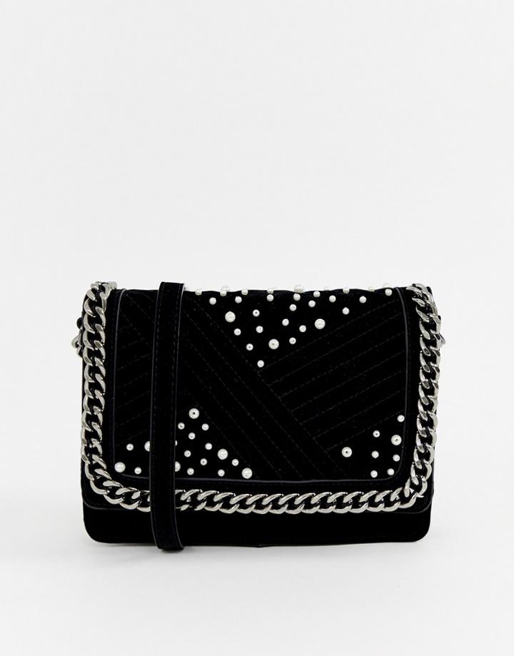 Pieces Jael Cross Body Bag With Chain Handle - Black